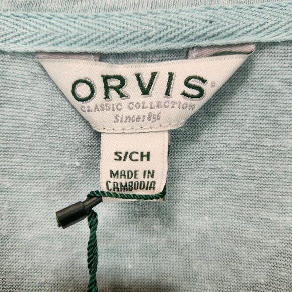 NWT Orvis Women's V Neck 3/4 Sleeve Relaxed Fit Linen Blend Top S Ether Green - Picture 4 of 10